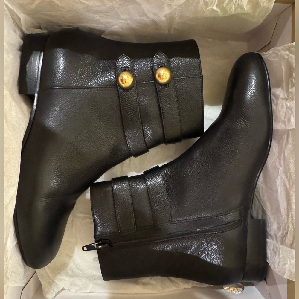 Michael Kors “Maisie” black leather ankle booties, size 6, worn once